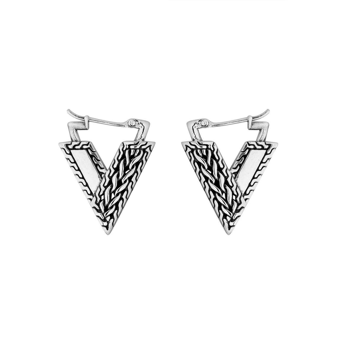 AE-6297-S Sterling Silver Earring With Plain Silver Jewelry Bali Designs Inc 