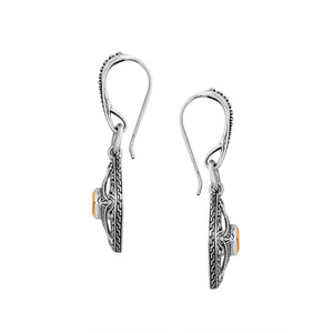 Wholesale Sterling Silver Citrine Quartz Square Filigree Dangle Earrings With Bali Ornate Frame
