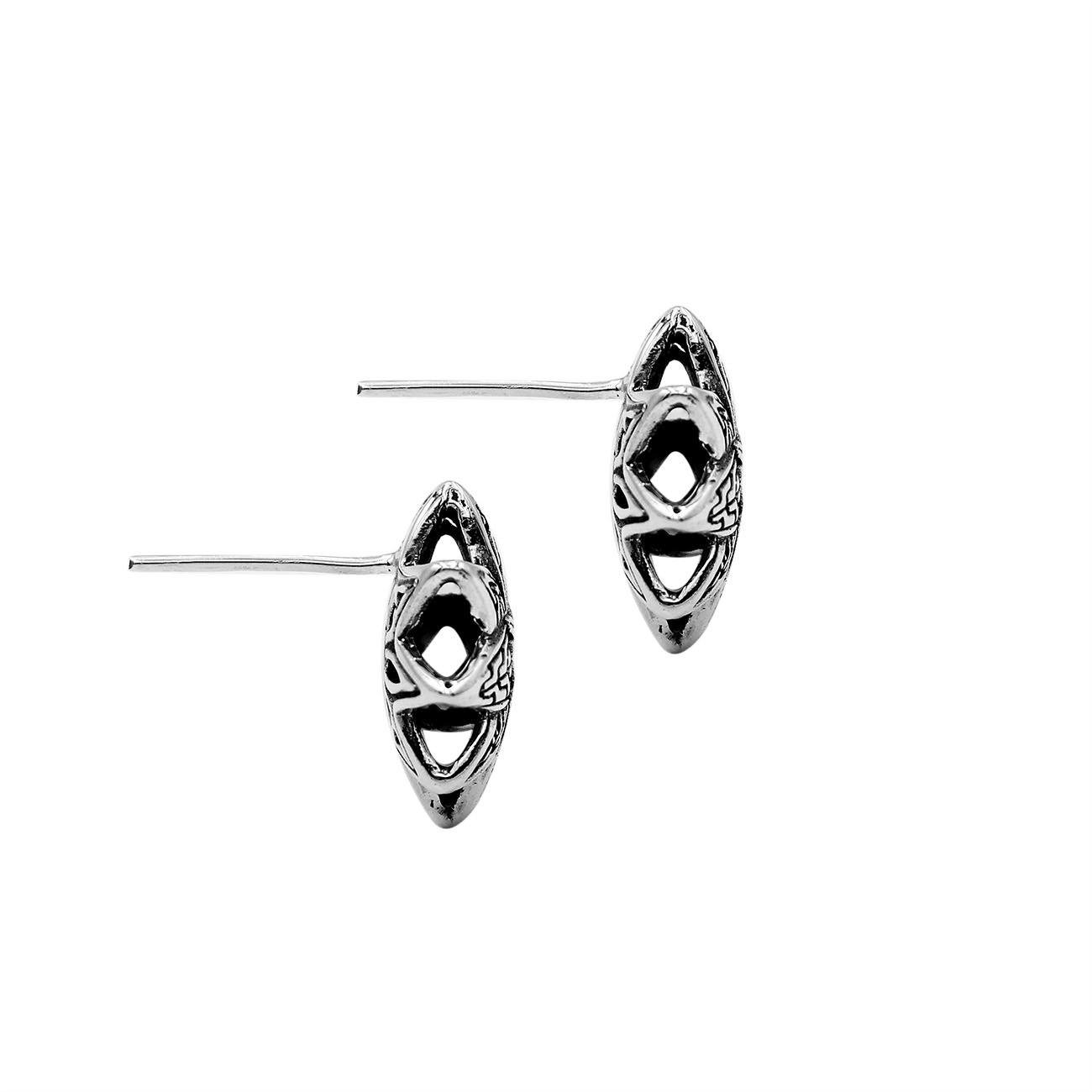Wholesale Sterling Silver Star-Shaped Bali Carved Stud Earrings With Oxidized Finish