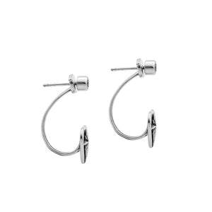 Wholesale Sterling Silver Heart Starburst Jacket Earrings With Minimal Polished Stud Front