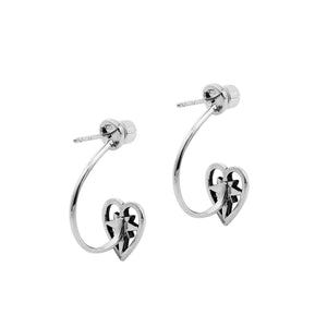 Wholesale Sterling Silver Heart Starburst Jacket Earrings With Minimal Polished Stud Front