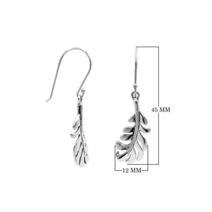 Wholesale Sterling Silver Feather Curve Drop Earrings With Polished Finish