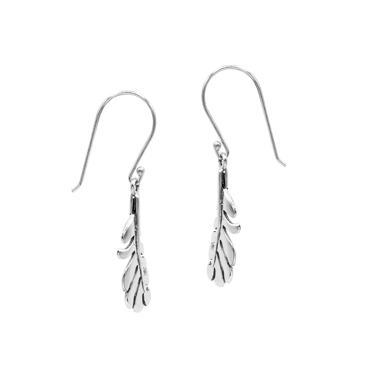 Wholesale Sterling Silver Feather Curve Drop Earrings With Polished Finish