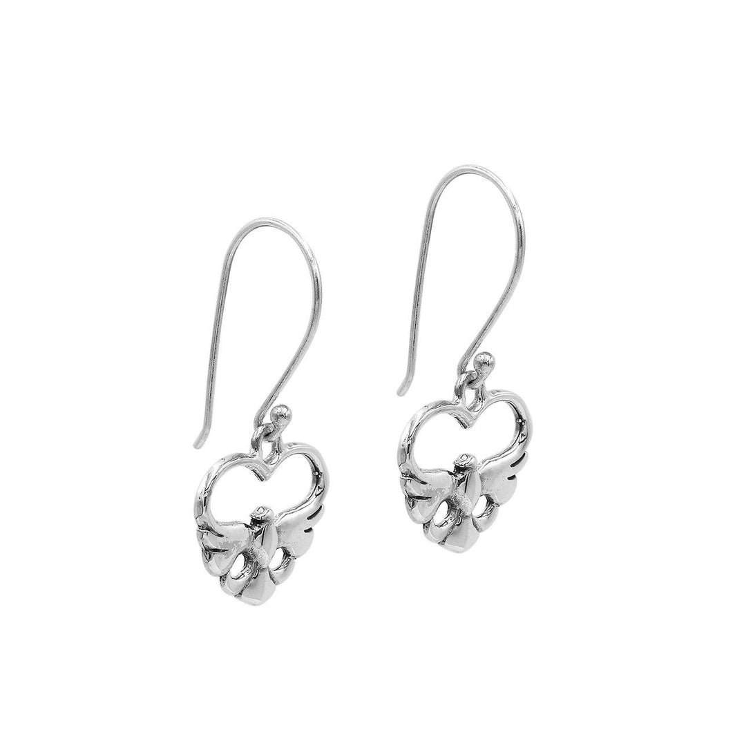Wholesale Sterling Silver Sleek Open-Heart Tapered Drop Earrings With Bright Polish And Balinese Craftsmanship