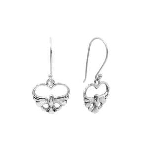 Wholesale Sterling Silver Sleek Open-Heart Tapered Drop Earrings With Bright Polish And Balinese Craftsmanship