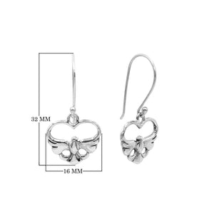 Wholesale Sterling Silver Sleek Open-Heart Tapered Drop Earrings With Bright Polish And Balinese Craftsmanship