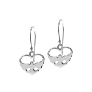 Wholesale Sterling Silver Sleek Open-Heart Tapered Drop Earrings With Bright Polish And Balinese Craftsmanship