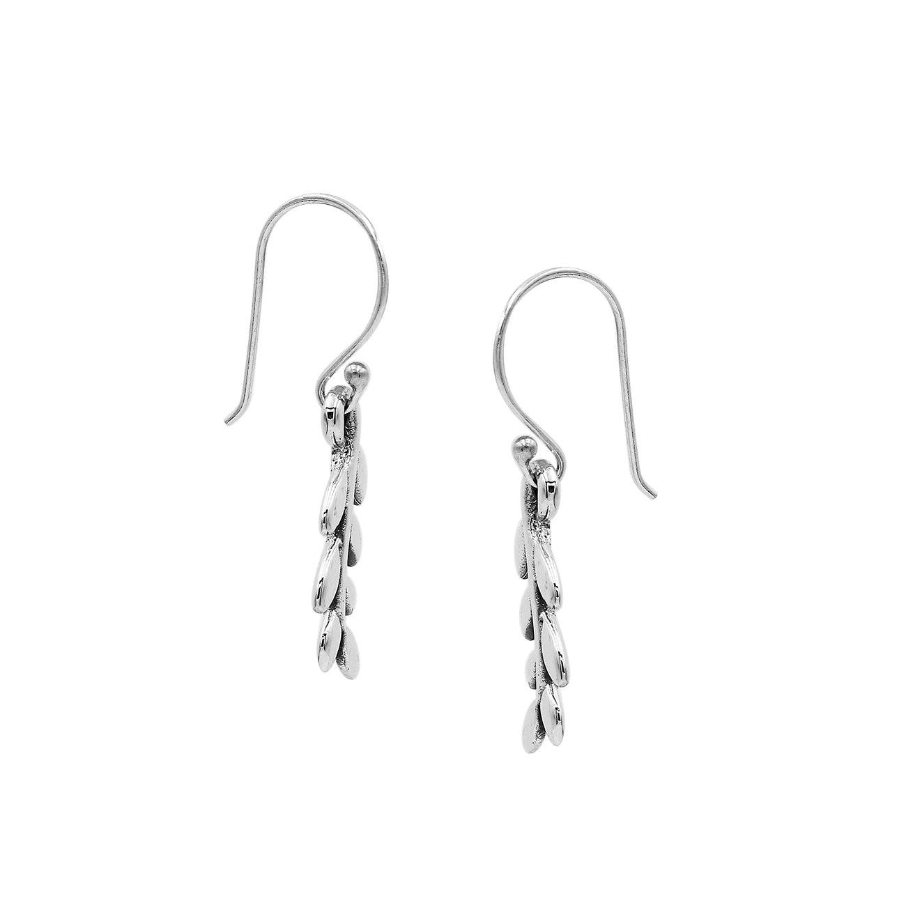 Wholesale Sterling Silver Delicate Leaf Branch Drop Earrings With Polished Finish And Balinese Craftsmanship