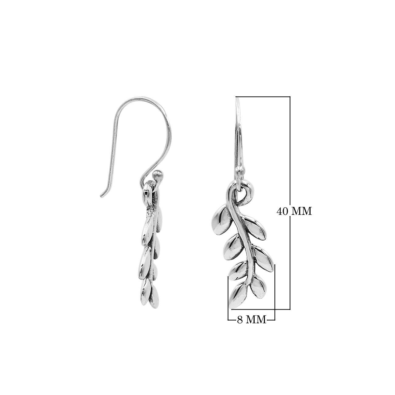 Wholesale Sterling Silver Delicate Leaf Branch Drop Earrings With Polished Finish And Balinese Craftsmanship