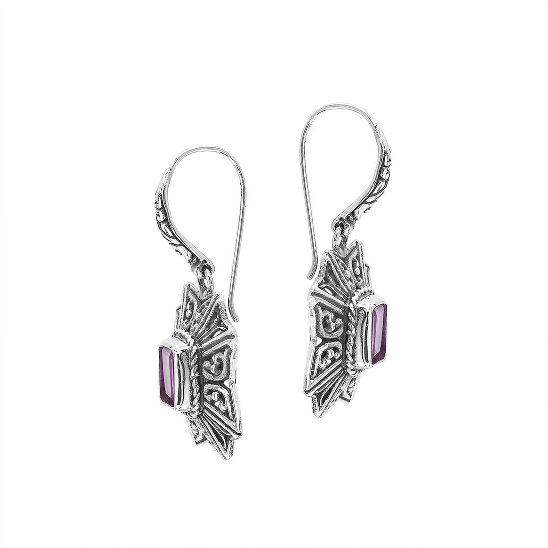 AE-6307-AM Sterling Silver Designer Earring With Amethyst Jewelry Bali Designs Inc 
