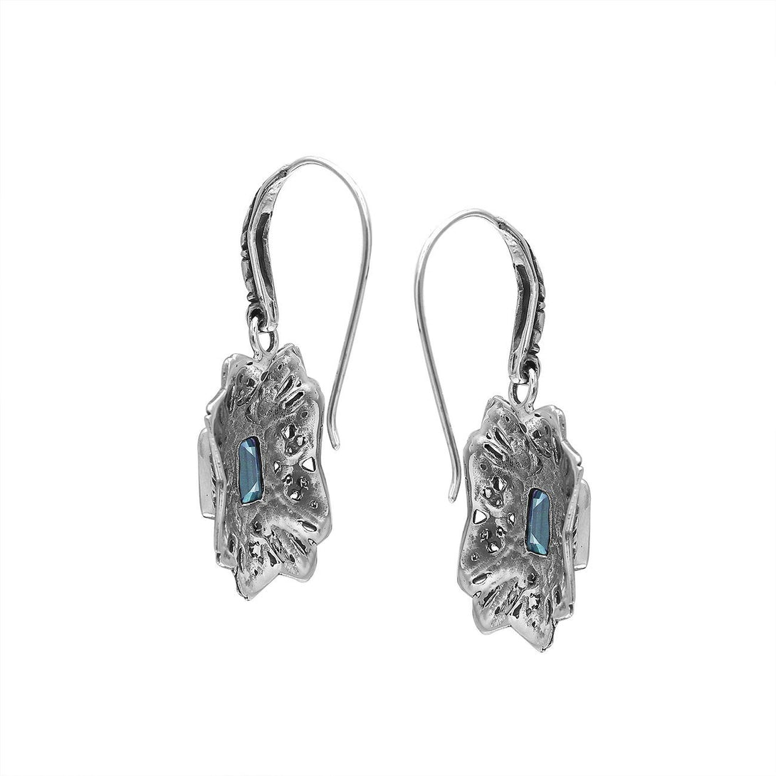 AE-6307-BT Sterling Silver Designer Earring With Blue Topaz Jewelry Bali Designs Inc 