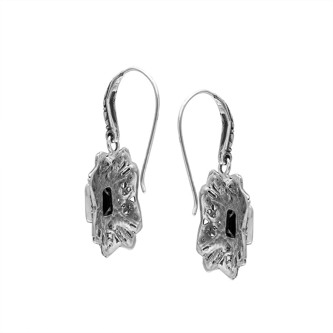 AE-6307-OX Sterling Silver Designer Earring With Black Onyx Jewelry Bali Designs Inc 