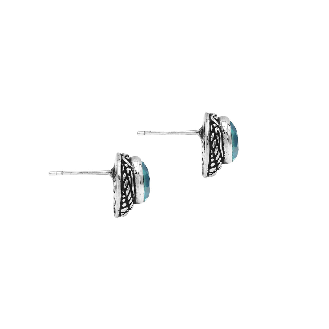 AE-6312-BT Sterling Silver Earring With Blue Topaz Q. Jewelry Bali Designs Inc 