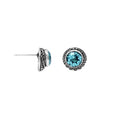 Wholesale Sterling Silver Round Blue Topaz Quartz Stud Earrings With Bali Rope Bezel Handcrafted In Bali
