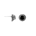 Wholesale Sterling Silver Round Black Onyx Stud Earrings With Bali Rope Bezel Handcrafted In Bali