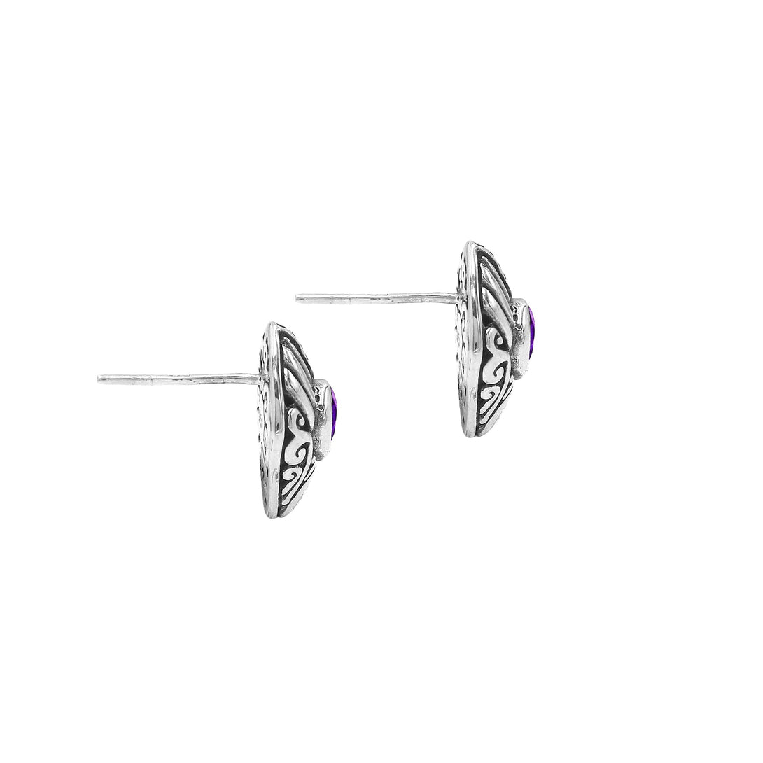AE-6314-AM Sterling Silver Earring With Amethyst Q. Jewelry Bali Designs Inc 