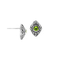 Wholesale Sterling Silver Marquise Peridot Quartz Stud Earrings With Bali Scroll Detailing Handcrafted In Bali