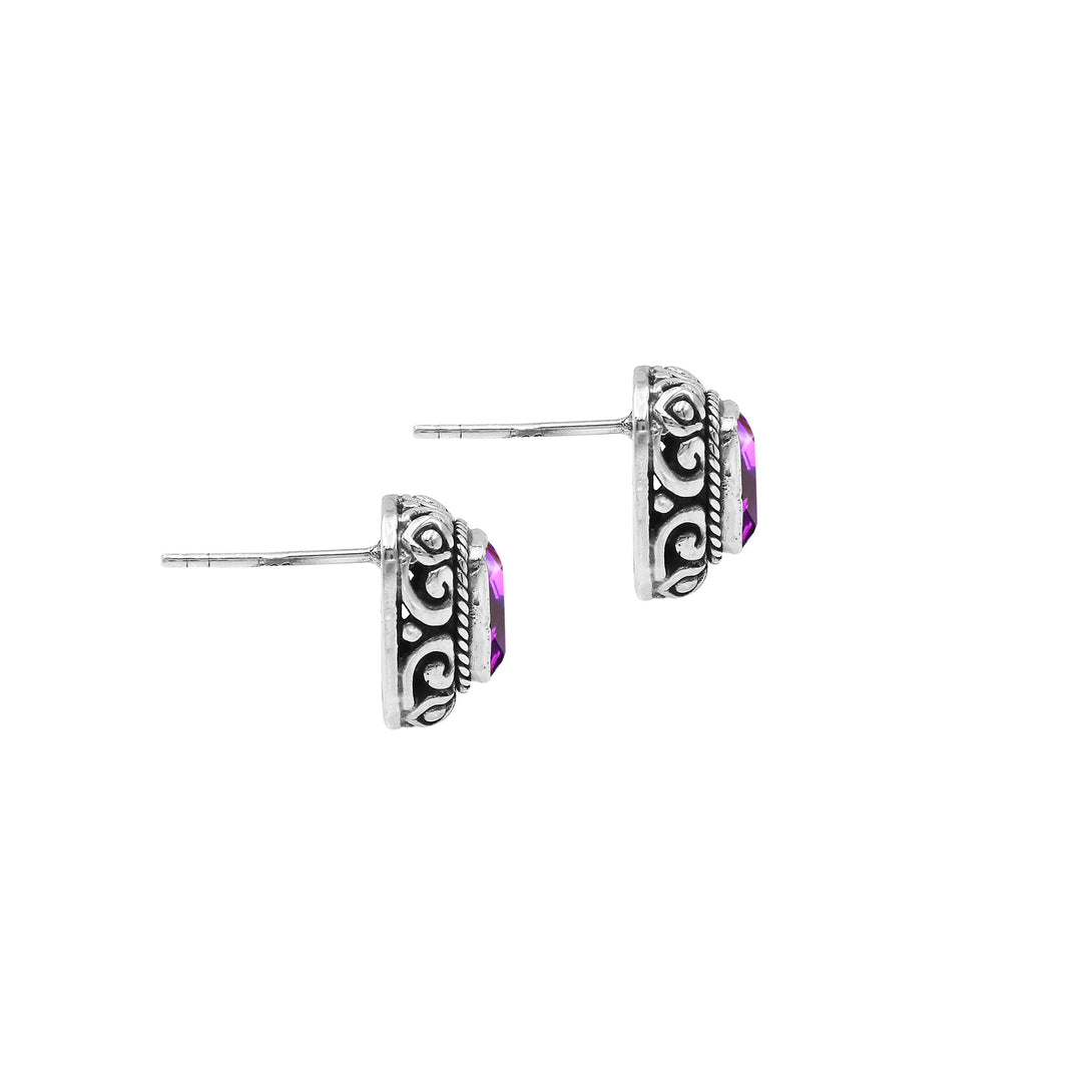 AE-6315-AM Sterling Silver Earring With Amethyst Q. Jewelry Bali Designs Inc 