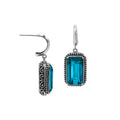 Sterling Silver London Blue Topaz Quartz Drop Earrings With Rope Bezel And Scroll Side Detailing