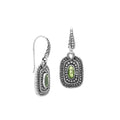 Sterling Silver Green Amethyst Quartz Granulated Oval Drop Earrings With Balinese Detailing