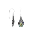 Sterling Silver Filigree Drop Earrings With Inlaid Abalone Shell Detailing