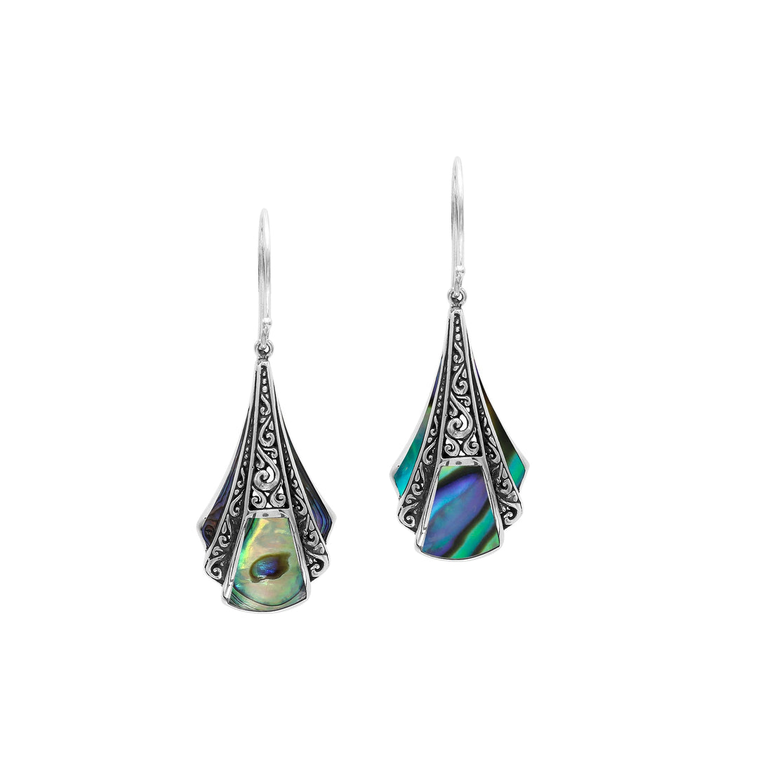 AE-6323-AB Sterling Silver Fancy Shape Earring With Abalone Shell Jewelry Bali Designs Inc 