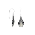 Sterling Silver Filigree Long Drop Earrings With Inlaid Mother Of Pearl