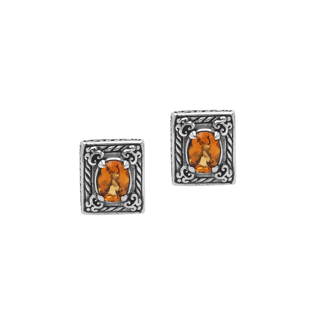 AE-6324-CT Sterling Silver Earring With Citrine Q. Jewelry Bali Designs Inc 