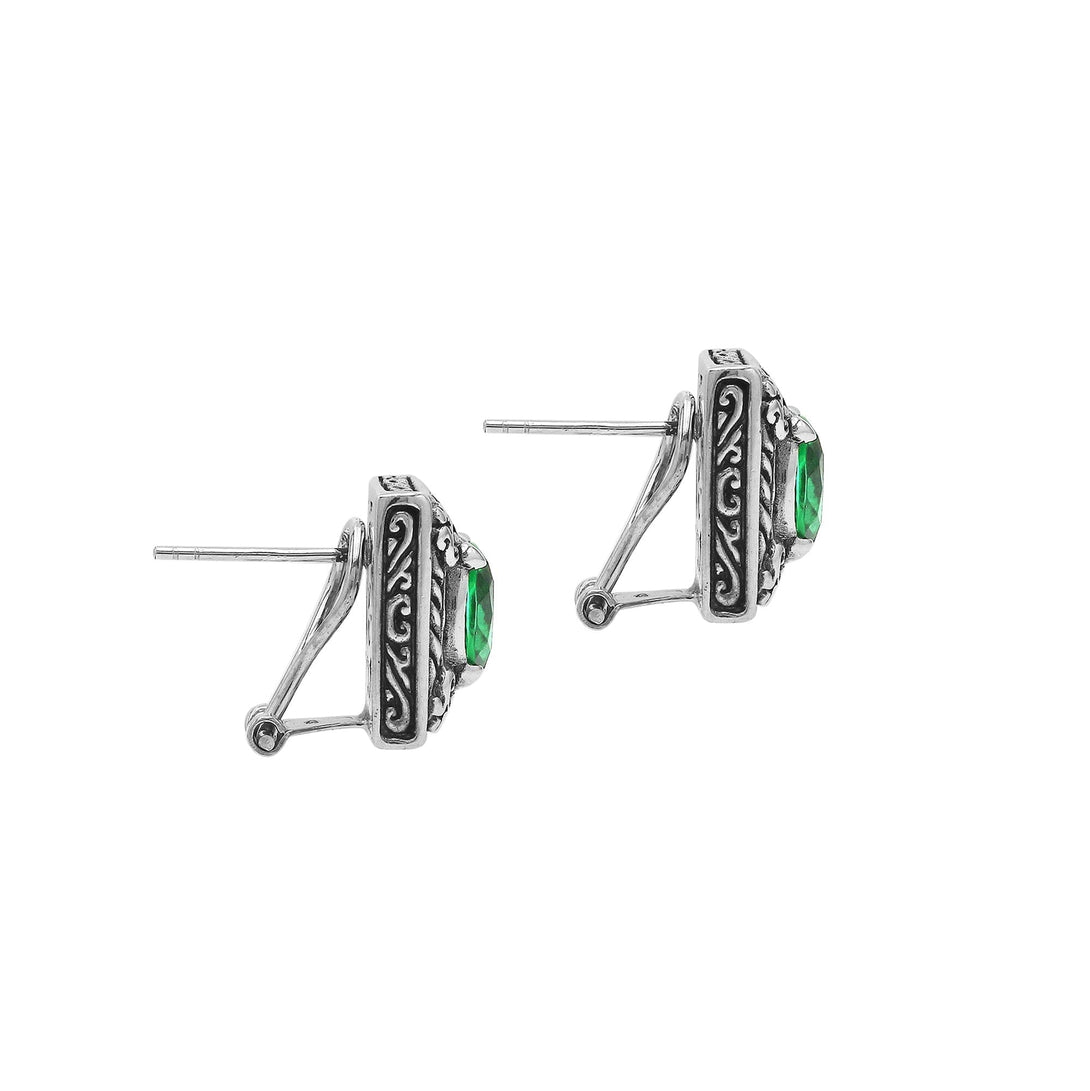 AE-6324-GQ Sterling Silver Earring With Green Q. Jewelry Bali Designs Inc 