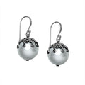 Wholesale Sterling Silver Dome Drop Earrings With Mabe Pearl Accents