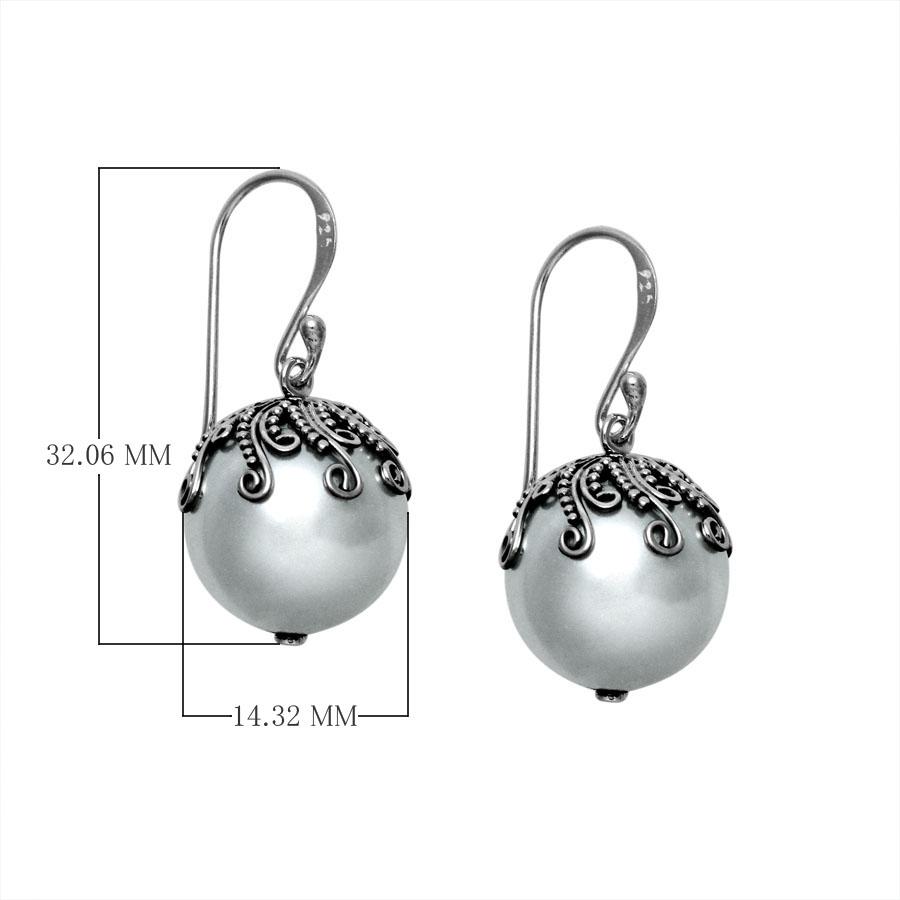 Wholesale Sterling Silver Dome Drop Earrings With Mabe Pearl Accents