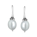 Wholesale Sterling Silver Oval Drop Earrings With Mabe Pearl Accents