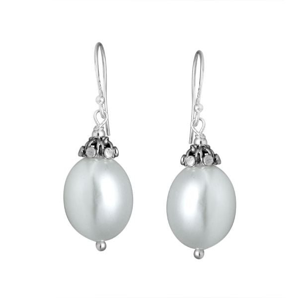 AE-7003-PE Sterling Silver Earring With Pearl Jewelry Bali Designs Inc 