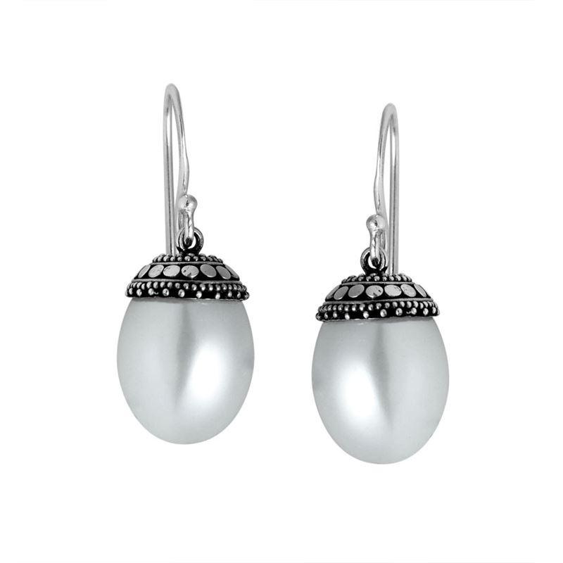 AE-7004-PE Sterling Silver Earring With Pearl Jewelry Bali Designs Inc 