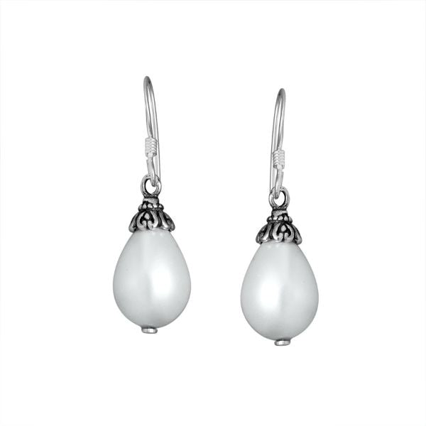 Wholesale Sterling Silver Teardrop Drop Earrings With Mabe Pearl Accents