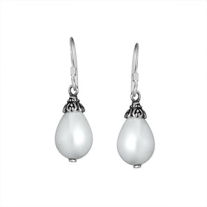 Wholesale Sterling Silver Teardrop Drop Earrings With Mabe Pearl Accents
