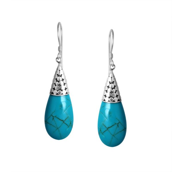 AE-7008-TQ Sterling Silver Earring With Turquoise Jewelry Bali Designs Inc 