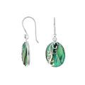 Wholesale sterling silver oval abalone shell earrings featuring a polished wave-motif overlay, designed to offer consistent quality and elegant catalog-ready presentation for bulk buyers.