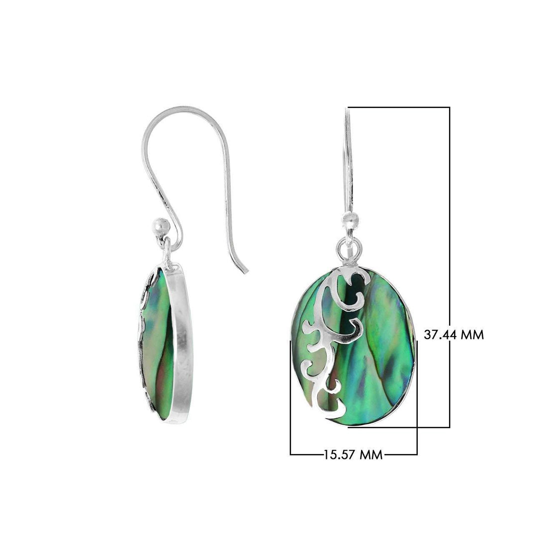 AE-7034-AB Sterling Silver Oval Shape Earring with Abalone Shell Jewelry Bali Designs Inc 