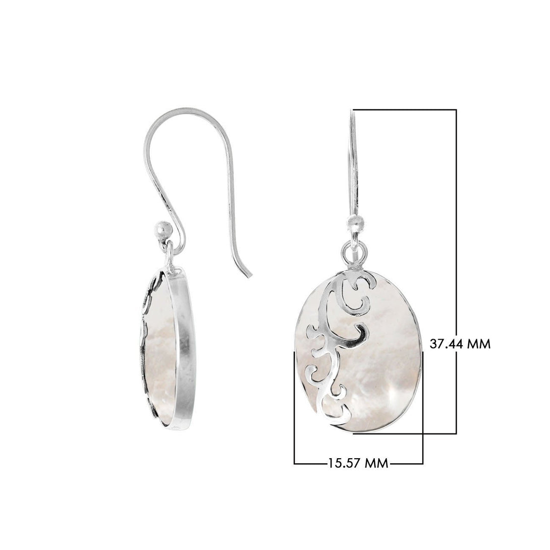 AE-7034-MOP Sterling Silver Oval Shape Earring with Mother of Pearl Jewelry Bali Designs Inc 