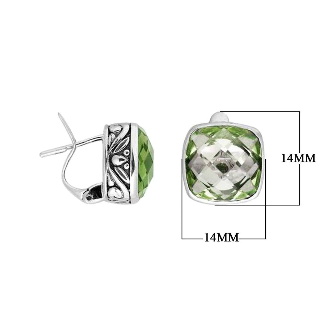AE-8004-GAM Sterling Silver Earring With Green Amethyst Q. Jewelry Bali Designs Inc 