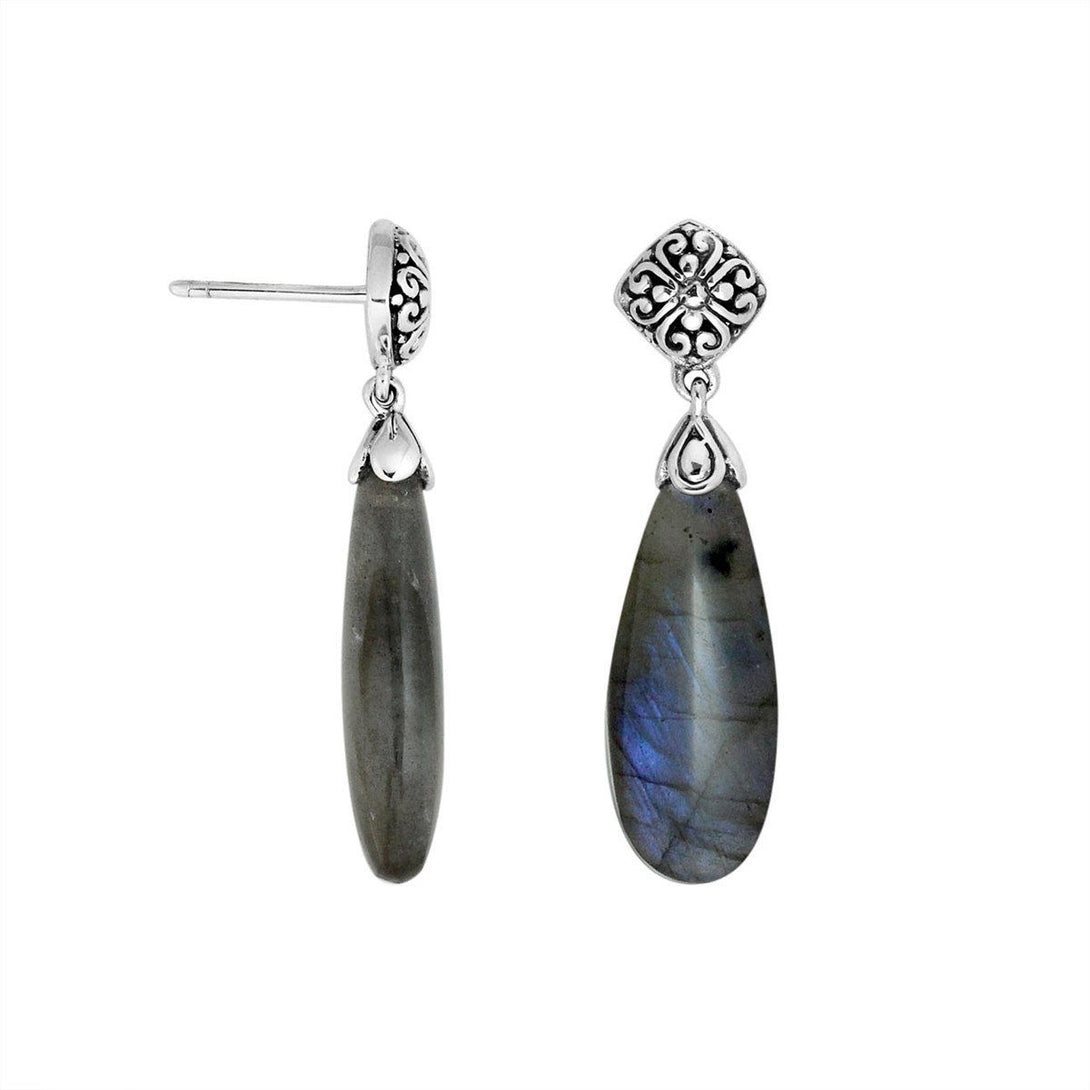 AE-8010-LB Sterling Silver Tearsdrop Shape Earring with Labradorite Jewelry Bali Designs Inc 