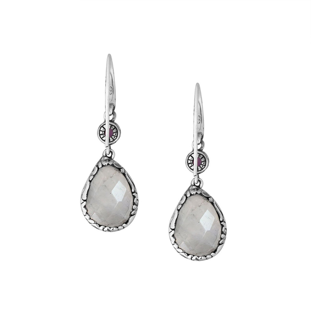 AE-8011-CO2 Sterling Silver Earring With Rainbow Moonstone, Amethyst Jewelry Bali Designs Inc 