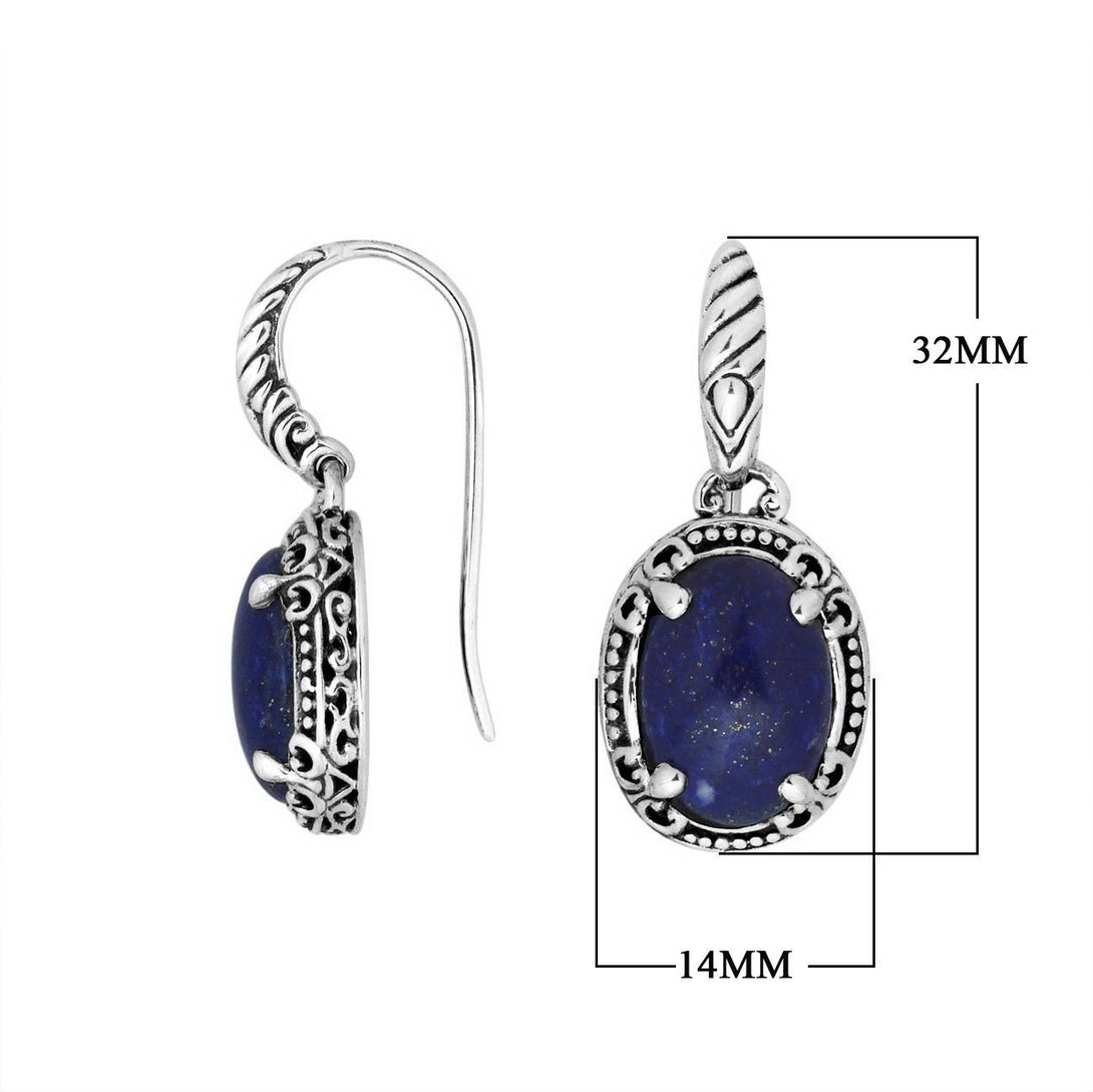 AE-8017-LP Sterling Silver Oval Shape Earring With Lapis Jewelry Bali Designs Inc 
