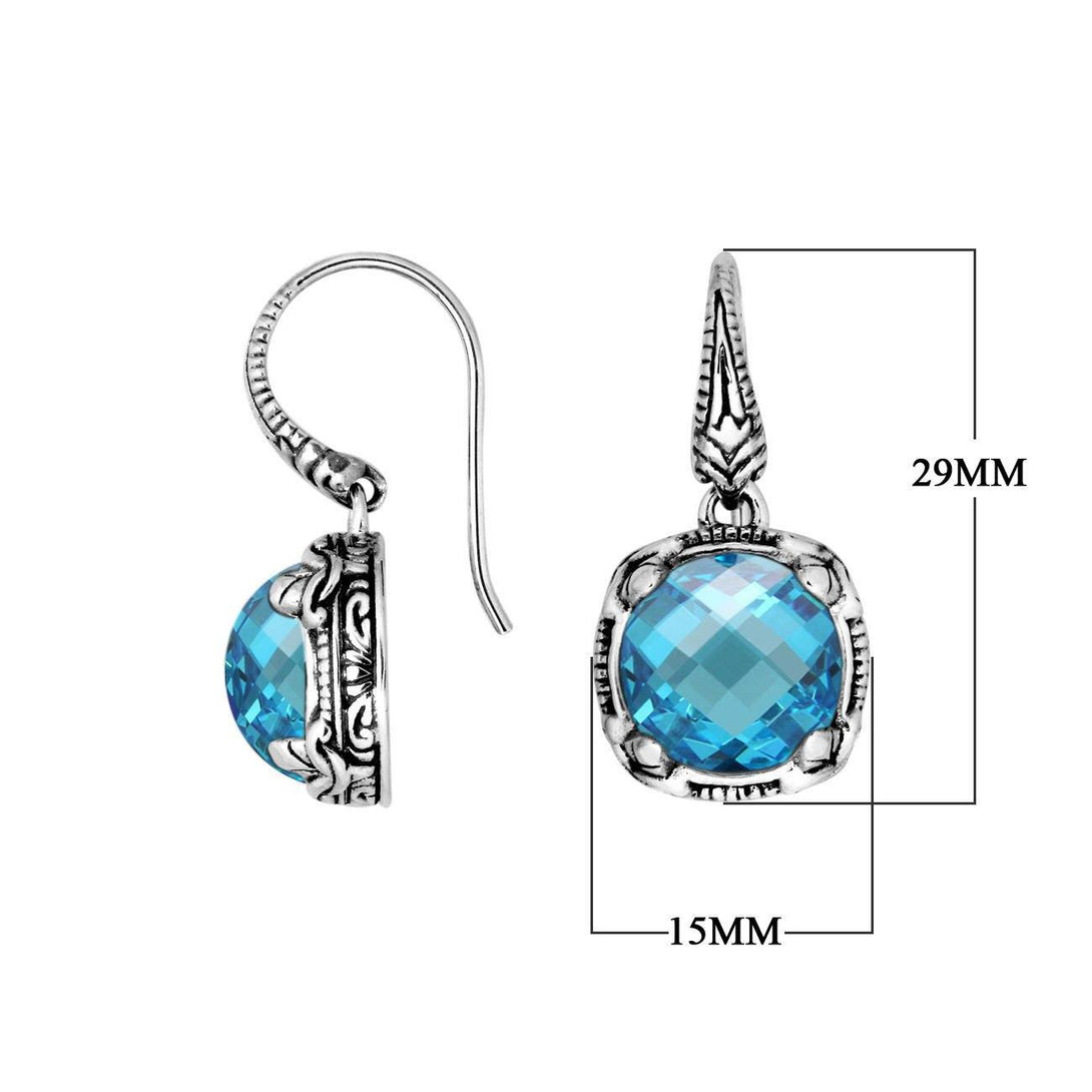 AE-8029-BT Sterling Silver Earring With Blue Topaz Q. Jewelry Bali Designs Inc 