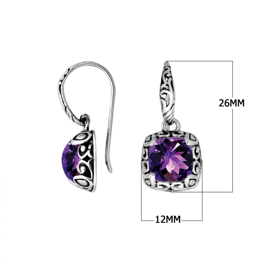 AE-8031-AM Sterling Silver Earring With Amethyst Q. Jewelry Bali Designs Inc 