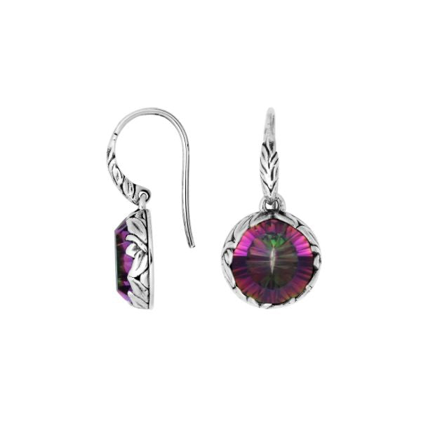 AE-8032-MT Sterling Silver Round Shape Earring With Mystic Quartz Jewelry Bali Designs Inc 