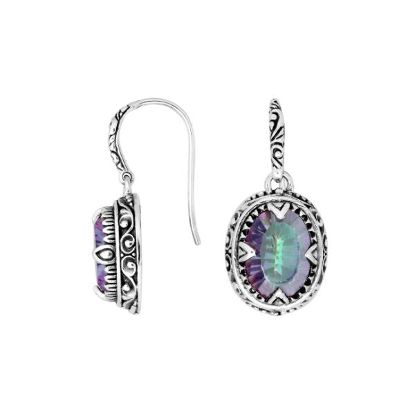 AE-8033-MT Sterling Silver Oval Shape Earring With Mystic Quartz Jewelry Bali Designs Inc 