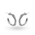 Wholesale Sterling Silver Rope Texture Half-Hoop Earrings With Oxidized Detailing