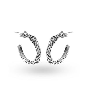 Wholesale Sterling Silver Rope Texture Half-Hoop Earrings With Oxidized Detailing